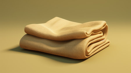 foldable yellow background with a zbrush-style design, showcasing textured fabrics in realistic still lifes. the dramatic lighting enhances the use of fabric, with hints of light brown and light bronze tones. the image captures a realistic rendering, highlighting the contrast between raw and finished elements. ai generatedの素材