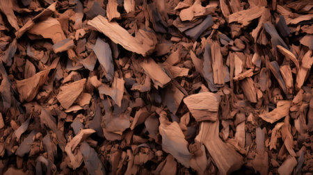 a super wide aerial view photo texture showcasing a vibrant and textured mix of flannel yard mulch. the image captures the thick impasto texture of the industrial materials, giving it a raw and gritty appearance. with its high resolution, the photo highlights the flat surfaces of the recycled and dirty materials, creating a unique and visually striking composition. ai generatedの素材