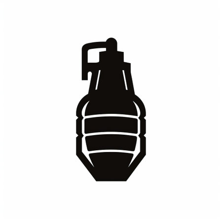 a grenade icon is depicted on a white background in a brutalism style, showcasing stenciled iconography. this high-quality photo captures the essence of positivenegative space. it resembles an associated press photo, with elements of kimoicore and loose and fluid forms. ai generatedの素材