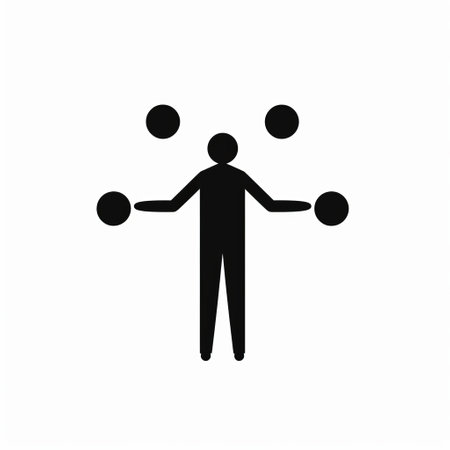 a simple black line icon of a juggler, with no coloring, on a white background. the design of the icon is clean and evenly spaced, with no excess vector dots. perfect for use in various projects and designs. ai generatedの素材