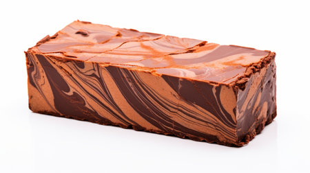 marble slab cake with burnt sienna veins on a white background, featuring broad palette knife marks and a rich crystalline structure. the rough surface adds a natural and raw feel, while the pattern image showcases the sedimentation of natural rocks. this ultra-detailed and realistic naturecore photo has a luminous sfumato effect, creating a cinematic and layered vibrancy. the translucent immersion and hard edge give itの素材