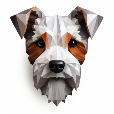 a cubist-inspired, minimalist depiction of a dog's front on a white background. this artwork showcases multifaceted angles and highly detailed figures, with a combination of light white and dark orange colors. the composition intertwines materials and exhibits a sharp attention to detail, reminiscent of the style of pierce brosnan. ai generatedの素材