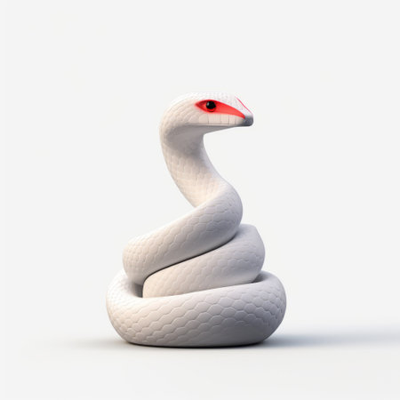 a 3d model of a snake created by zpixlin.com, featuring minimalist simplicity of forms in white and crimson. this life-like avian illustration is influenced by zen buddhism, with cross processing techniques adding an explosive wildlife feel. this unique creation can be described as a representation of "duckcore.", ai generatedの素材
