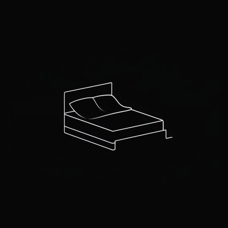 a modern bed is depicted in this line illustration image. the bedline icon is presented in a 1200x1080 resolution, with a black background. the style of the image is characterized by interactive installation and deconstructed minimalism. captured using a ricoh gr iii camera, the image showcases naturalistic lighting. the overall aesthetic is playful and ironic, with a spontaneous gesture. ai generatedの素材