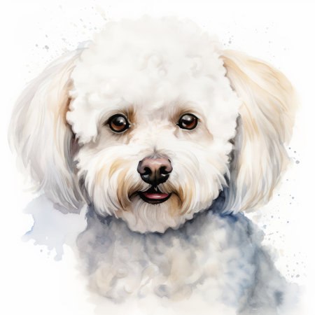 white chihuahua dog art portrait: this adorable watercolor illustration showcases a white chihuahua dog in the unique style of poodlepunk. with a soft-focus technique and elegant oil paintings, this emotive piece captures the essence of the breed. the high-resolution uhd image resembles a persian miniature, making it a captivating addition to any art collection. ai generatedの素材