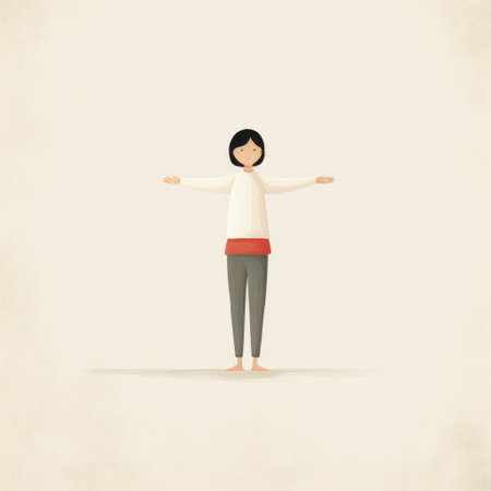 a person in posture with her arms outstretched, resembling charming character illustrations. the photo features minimal retouching and a highly textured appearance. the asian-inspired theme is evident through soft colors and a flat perspective. the figures are isolated, creating a visually appealing composition. ai generatedの素材