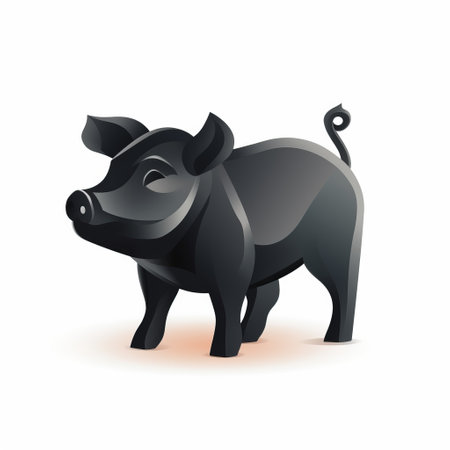 a pig on a white background, depicted in a vector illustration with a dark bronze and light black color scheme. the use of vibrant light and shadow adds depth to the simple yet powerful forms. the illustration showcases a dark gray and black palette, creating an imaginative and personal iconography. ai generatedの素材