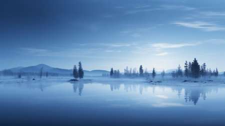a mesmerizing view of husky during the blue hour, captured with a canon 5d, showcases the beauty of this minimalistic and transparent landscape. this high-quality, 16k hd photo immerses viewers in the enchanting atmosphere of the natural surroundings. ai generatedの素材