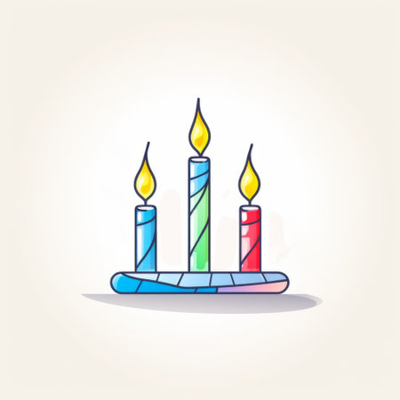 colorful party candles with explosions on a beige background. vector illustration featuring simplified line work, light silver, and light blue colors. the illustration showcases a colorful caricature with drawing machines, psychological phenomena illustrations, linear forms, and a minimalist still life. ai generatedの素材