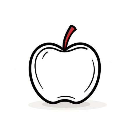 a vector image of an apple, featuring a small doodle on a white background. this graphic design-inspired illustration showcases clean and sharp inking, with sleek lines and digitally enhanced colors. the style is reminiscent of animated gifs and the new york school of art. ai generatedの素材