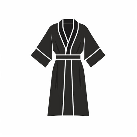 a black outfit icon inspired by oriental minimalism, featuring a soft and wrapped style. the icon showcases a light black and white color scheme, resembling a delicate sheet film. the design includes an elaborate kimono with contrasting colors, adding a touch of elegance and sophistication. ai generatedの素材