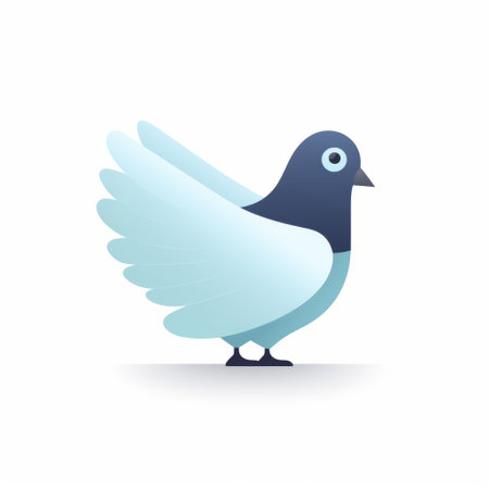 dove logo design featuring a flat icon suitable for any industry. the design showcases whimsical yet eerie animal symbolism with a playful character. rendered in cinema4d, the logo incorporates accurate bird specimens in light indigo and light black. the design stands out against a white background with soft gradients. ai generatedの素材
