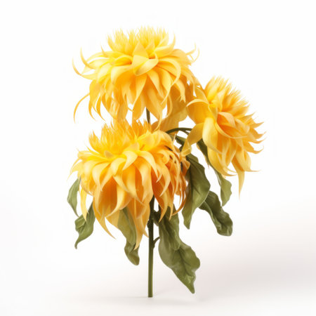 yellow daffodils, in the style of ai weiwei and rosalba carriera, are depicted in this 3d rendering. the soft sculpture showcases translucent colors, reminiscent of marguerite blasingame's work. the flowers have a sharp and prickly appearance, reminiscent of the tang dynasty. ai generatedの素材