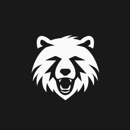an elegant spotted bear with its mouth open is captured in this photo against a black background. the large creature symbolizes strength and power. the tasteful use of negative space enhances the logo-like design, creating a clean and simple aesthetic. the bear's strong facial expression is highlighted, while the thermal camera adds a unique element to the image. ai generatedの素材