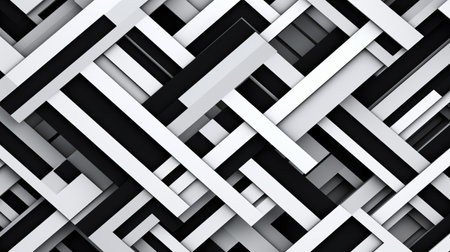 an elegant black and white paper border with thin lines, inspired by tangled nests and geometric abstraction. this border features elements of hard edge painting and strong diagonals, reminiscent of sosaku hanga prints. perfect for adding a touch of sophistication to any project, such as wallpaper or bold structural designs. ai generatedの素材