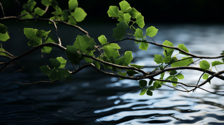 a highly realistic and detailed photograph of lake vines, leaves, and thorns. this high-quality, photorealistic image showcases the intricate details of nature. with its ultra-sharp resolution in 4k hd, the photo creates a cinematic effect against a black background, providing a visually stunning experience. ai generatedの素材