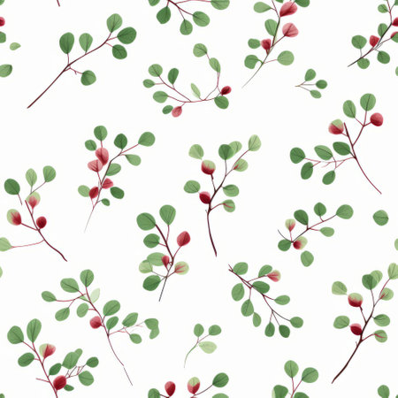 a green wreath background featuring abstracted botanical illustrations with red berries. the wreath is set against a white background, complemented by light pink and maroon colors. the use of gossamer fabrics adds a delicate touch. captured on ferrania p30 film, the photo showcases a minimalist aesthetic with sparse backgrounds. ai generatedの素材
