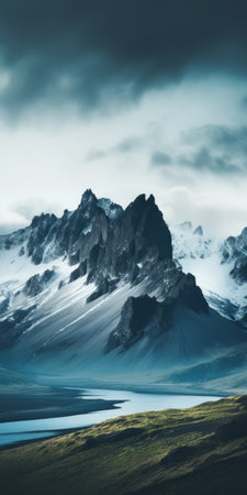 a stunning photograph of a glacier, with majestic mountains in the background. captured by johannes voss, the winner of the unsplash contest, this visual art piece showcases the beauty of iceland's arctic landscape. the image, available as a 4k vertical wallpaper, evokes nostalgic vibes and offers a front-facing perspective. perfect for high-quality phone wallpapers, it portrays the sparsely populated and breathtaking scenery. ai generatedの素材