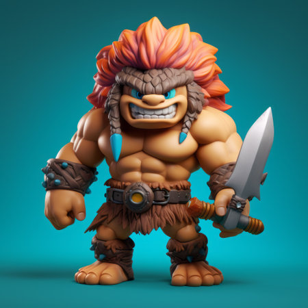 the photo showcases a detailed character expression of a manticore, inspired by prehistoric art and rendered in maya. this unique artwork, reminiscent of craig davison's style, captures the essence of clash of clans. the photo was skillfully taken with a nikon d750, highlighting the intricate details of the controller design. ai generatedの素材