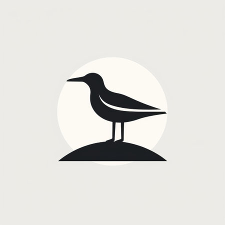 a minimalist bird logo with a white background, featuring a monochrome landscape in a conceptual style. the composition is simple and elegant, with light black and dark beige tones. this uhd image showcases an illustration of a bird in a portrait-style iconography, perfectly capturing the essence of the bay. ai generatedの素材