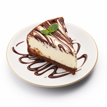 a mouthwatering plate of brownies takes center stage in this high-resolution, top view photograph. with its incredible detail and stunning clarity in 4k, 8k, and uhd, this image is ideal for professional advertising and food photography. indulge in the deliciousness of this cheesecake masterpiece, beautifully presented on a pristine white background. ai generatedの素材