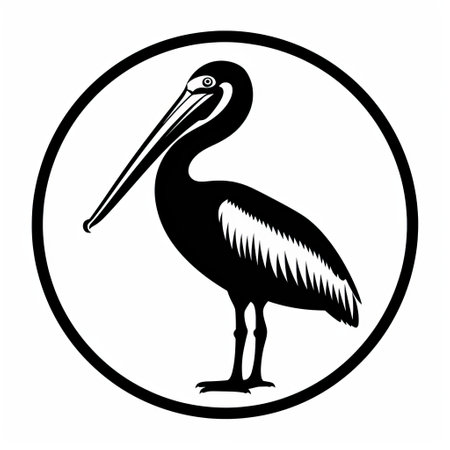 a simple black line icon of a pelican on a white background. this 100% vector image is designed with clean lines and evenly spaced shapes, ensuring a sleek and professional look. the icon is devoid of any excess vector dots, making it a perfect choice for various design purposes. ai generatedの素材
