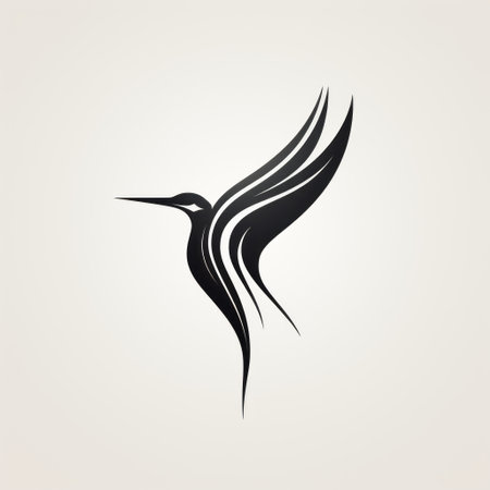 a sleek and polished black bird icon with refined lines and precise details, exuding strength and determination, stands out elegantly against a clean white background. ai generatedの素材
