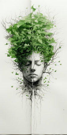 a straight drawing series titled "remember" captures the essence of time and memory. with a green pencil, the artist portrays the passage of years and the fleeting nature of life. through overexposure and blink-and-you-miss-it details, the artwork reminds us of the countless disguises we encounter on our life's journey. the use of backlight adds depth and intrigue to this thought-provoking piece. ai generatedの素材