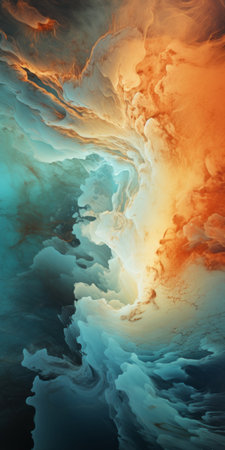 a tornado in the sky, captured in a mesmerizing blend of light beige and amber hues. the polished metamorphosis of the clouds creates organic contours, resulting in a stunning uhd image. the swirling vortex resembles melting pots, while the light yellow and light cyan tones add a captivating touch to this breathtaking aerial view. ai generatedの素材