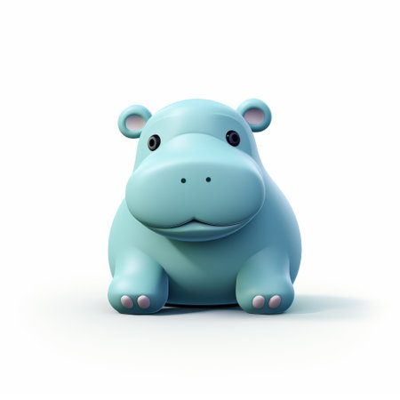 a cute and minimalist 3d logo of a hippopotamus, featuring a small-scale painting style. the logo is in a front view matte, with a white background, giving it a clean and modern look. the image is ultra high definition, with an impressive 8k resolution. ai generatedの素材