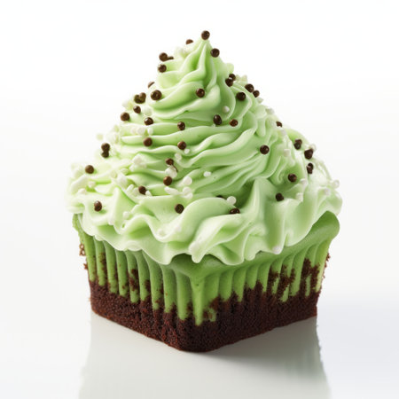 a festive christmas tree-shaped fudge with green frosting and colorful sprinkles, displayed on a clean white background. ai generatedの素材