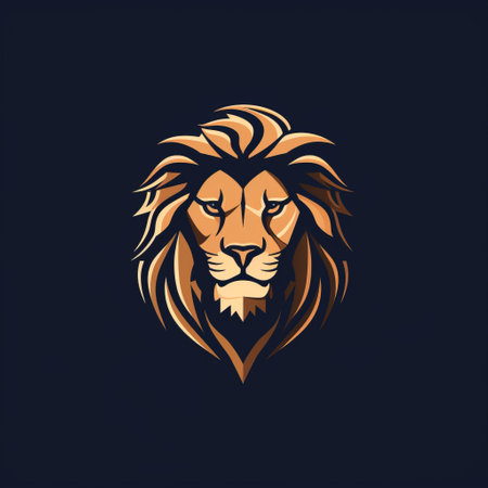 the lion head logo design features a beak and is created in a dark navy and light brown color scheme. the design showcases luminous shadowing and light orange accents, with highly detailed figures and intense emotional expressions. the bold lines and vibrant colors, along with subtle shading, make this logo design visually striking and captivating. ai generatedの素材