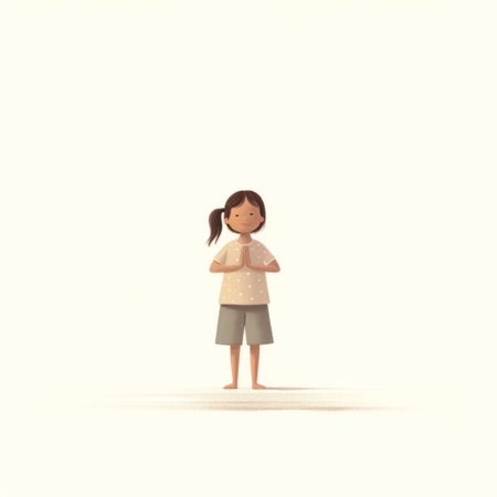 a young girl with a smile on her face stands in front of a white background. this traditional animation style photo, inspired by emiliano ponzi, showcases figuratively textured thai art. the soft light enhances the detailed character design, while the low depth of field adds depth to the image. ai generatedの素材