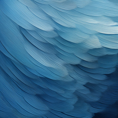a photo featuring a stunning bird with vibrant blue wings against a multilayered surface. the background showcases realistic landscapes with soft, tonal colors and dynamic brushwork vibrations. the undulating lines and textural surfaces create mind-bending patterns, while the dark sky-blue and light gray add depth to the composition. ai generatedの素材