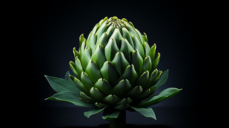 an iconic artichoke, captured in stunning 32k uhd resolution, showcases its intricate green leaves and unique flower-like appearance. the photograph beautifully highlights the artichoke's orderly symmetry, while the softbox lighting and innovative techniques create a visually captivating image. the use of a large format lens adds depth and detail to the elaborate fruit arrangement, making this photo a true masterpiece. ai generatedの素材