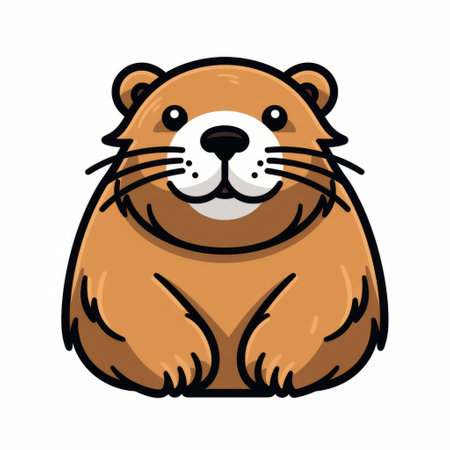 a simple black line icon of a beaver on a white background. this icon is 100% vector and has a clean design with evenly spaced shapes. it does not have any excess vector dots. perfect for name designs and various icon designs. ai generatedの素材