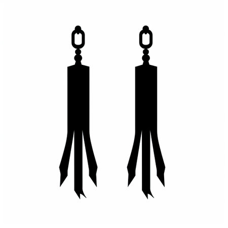 a pair of jewelry earrings, inspired by the baroque style, are showcased against an illustration background reminiscent of kabuki theater. the monochromatic minimalism of the image is enhanced by the baroque-inspired lighting, while tagging-like marks add a contemporary touch. the elongated figures and ssaku hanga technique create a fusion of eastern and western influences, reminiscent of the beijing east village art movement. ai generatedの素材