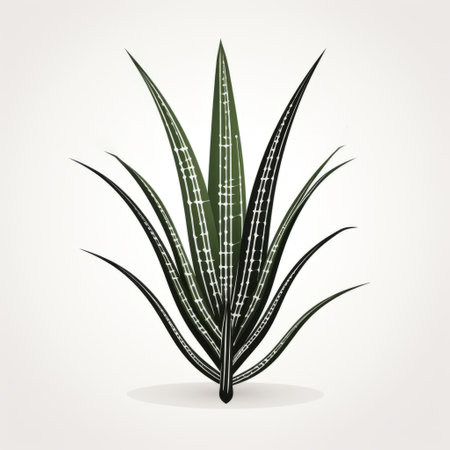 aloe plant vector illustration with a dark silver and light green background. the illustration features bold, black lines by scar domnguez. it showcases eco-friendly craftsmanship with a symmetrical arrangement and natural fibers. the use of naturalistic light and shadow adds depth to the illustration. ai generatedの素材