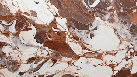 marble slab creamery featuring burnt sienna veins on a white background. the broad palette knife marks create a rich and diverse crystalline structure. the rough surface adds a natural and raw element, while the pattern image showcases the sedimentation of natural rocks. this ultra detailed and realistic photo captures the luminous sfumato effect, creating a cinematic and layered vibrancy. the translucent immersion and hard edgeの素材