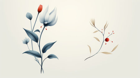 a collection of flowers and plants featuring the words "beany sera" in an oriental minimalist style. this artwork draws inspiration from artists such as lowell herrero, nick alm, and georg jensen, as well as movements like nouveau realisme and generative art. the innovative page design adds a unique touch to this visually captivating composition. ai generatedの素材