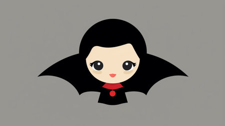 vampire girl illustration featuring a cute eufaul vector. this minimalistic japanese-style artwork, inspired by damien hirst, showcases a light gray and dark black color palette. the illustration draws influences from the works of mary blair, marina abramovi, and dc comics. find this captivating artwork on flickr. ai generatedの素材