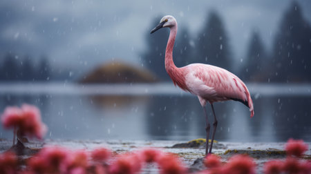 flamingo photo of canadian caribou in bokeh-filled background with perfect lighting. high resolution of at least 32k captures intricate details of majestic creatures. ai generatedの素材