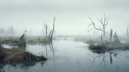 a black and white photograph by st. laurent scholz captures the serene beauty of a sunrise at moraine stefano da. in the style of peter lippmann, the image showcases a light sky-blue and gray color palette, with elements reminiscent of jessica rossier's dutch landscapes. twisted branches add an intriguing touch, while saturated pigment pools create a captivating visual effect. the photograph has a resolution ofの素材