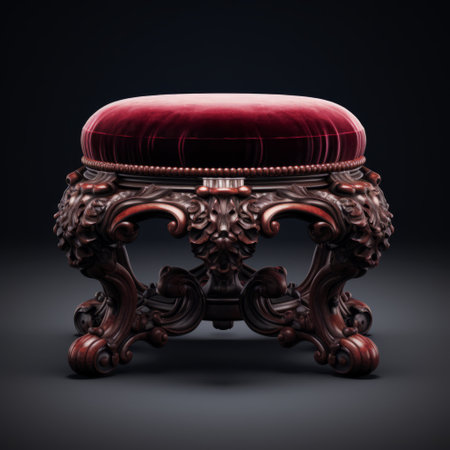 a stunning velvet victorian foot stool is showcased in this image. the foot stool is elegantly designed with a white background, creating a visually pleasing contrast. the image is captured in 8k resolution, ensuring sharp, hyper-realistic, and hyper-detailed features of the foot stool. ai generatedの素材