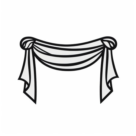 a black and white design featuring a scarf elegantly draped over a white background. this simplistic cartoon-style artwork draws inspiration from the classicist approach of lorser feitelson. the minimalistic design showcases a wrapped and bentwood aesthetic, creating a luxurious and stylish composition. ai generatedの素材