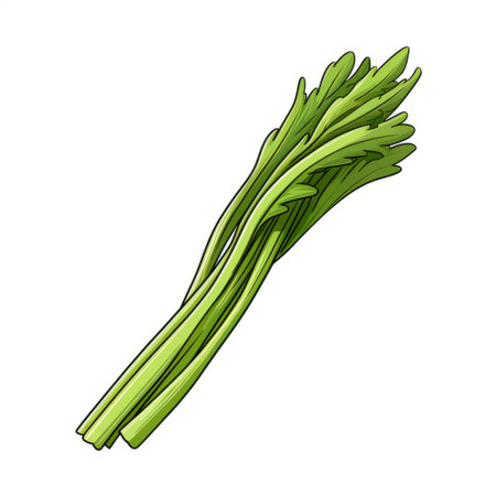 a pair of vibrant green spouts with leaves emerging from them, depicted in a bold manga style. the artwork showcases a realistic and detailed rendering, incorporating strong linear elements reminiscent of the qing dynasty. these simple yet colorful illustrations are reminiscent of the group f64 aesthetic and would make a striking addition to any grocery art collection. ai generatedの素材