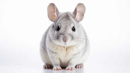 a chinellina, a sexless whitehaired animal with large brown eyes and a long tail, is captured in a photograph. the image showcases a polished metamorphosis style, with a combination of light purple and gray hues against a white background. additional accents of light yellow and light indigo add a frenchy touch to the composition. the photograph is illuminated with high-key lighting, creating a large-scale visualの素材