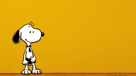 a minimalistic canine sculpture wallpaper featuring charlie snooty from the peanuts cartoon. this wallpaper showcases pensive poses in dark yellow and white color contrasts. available in large canvas sizes, it is digitally enhanced and perfect for creating a meditative atmosphere. this wallpaper is offered under the creative commons attribution license. ai generatedの素材