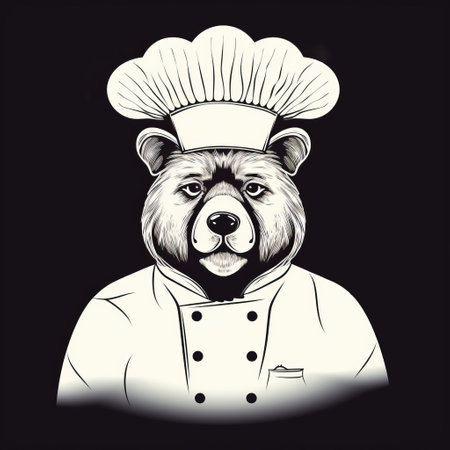 a playful and whimsical artwork showcasing the bold outline of an animal wearing a chef hat. the clean and minimalist design captures the essence of the animal's shape and silhouette, with the chef hat adding a touch of charm. this eye-catching image is perfect for those seeking a stylish and unique piece of art. ai generatedの素材
