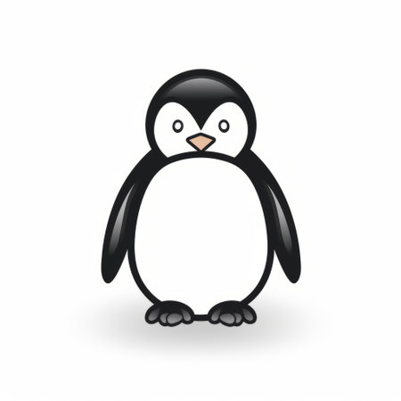 penguin on white background, a 2d lineal vector icon created by flaticon and available on dribbble, behance hd. this icon was made using figma, adobe xd, and sketch. it features a crisp and pixel-perfect design with a minimalistic, black-colored outline style, perfect for ux/ui projects. ai generatedの素材